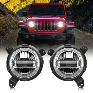 Chrome Kit for Jeep Wrangler 2018-2025 JL Headlight w/LED High/Low Beam Halo DRL - Picture 1 of 16