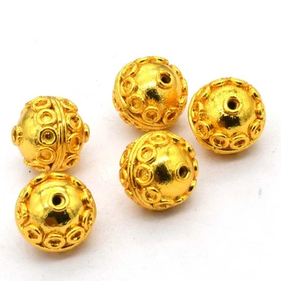 10 PIEZAS CUENTAS BALI COBRE MACIZO 14MM CHAPADO EN ORO 18K 25 Foto 1 de 4