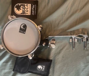 New TOCA ACRYLIC MINI TIMBALE T406AS 6" Smoke, Chrome, Rubber + 3/8” Rod Bracket - Picture 1 of 15