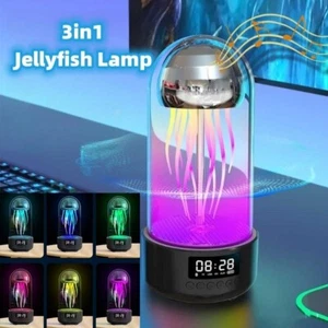 Creative 3in1 Colorful Jellyfish Lamp With Clock Luminous Portable Stereo Breath - Picture 1 of 5
