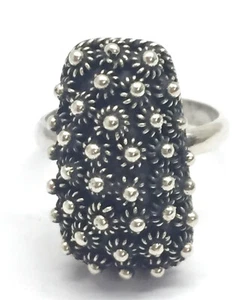 Delightful Silver Art Deco Cluster Ring .925 Sterling Silver Size 7 - Picture 1 of 5