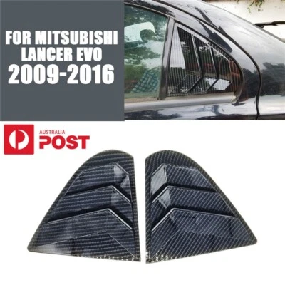 Carbon Fiber Look Window Shutter Cover Side Vent For Mitsubishi Lancer EVO 09-16 - image 1 of 4