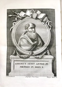1750 INCISIONE RITRATTO PAPA SAN LIBERIO Vite dei papi - Imagen 1 de 1