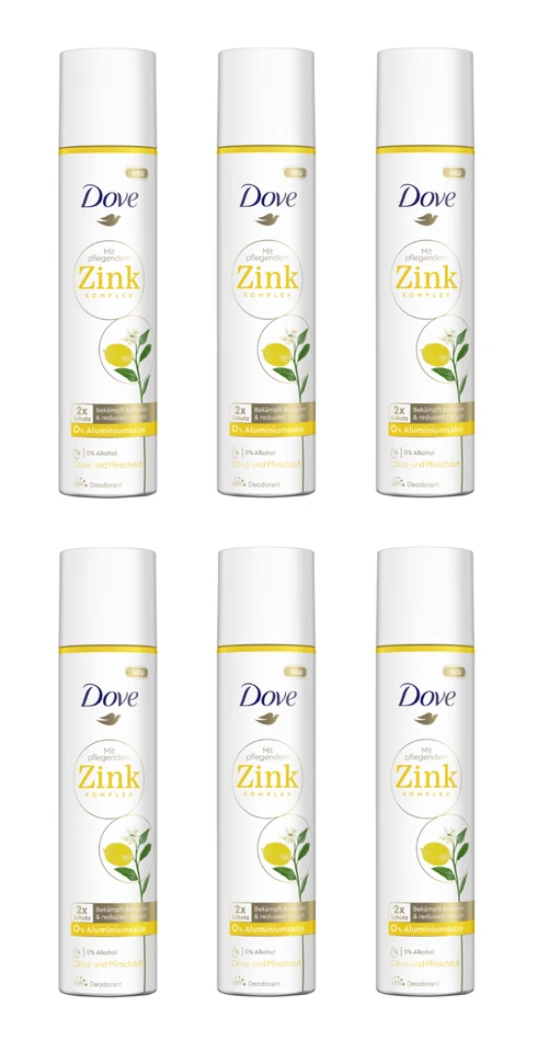 Dove mit Zink-Komplex Citrus- und Pfirsichduft Deodorant-Spray , 6x100ml