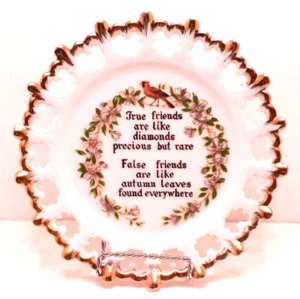 Norcrest Decorative Plate Friends Cardinal Lace Edge Gold Trim Japan Vintage - Picture 1 of 6