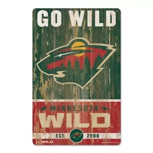 MINNESOTA WILD VINTAGE STYLE HARDBOARD WOOD SIGN 11"X17" HIGH QUALITY - Picture 1 of 1