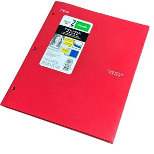 Mead Five Star Plastic Stay-Put Tab 2 Pocket Folders Color  Red (No Prongs) - Picture 1 of 8