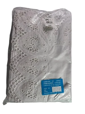 "Cortina festoneada vintage bordada corazones y hojas 70""x84""" Foto 1 de 4