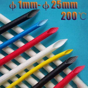 Glasfaser Silikon Geflechtschlauch φ1mm-φ25mm Kabelschutz Isolierschlauch 200°C - Picture 1 of 6