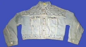 Daisy Denim Bedazzled Jean Jacket Size Large - Picture 1 of 5