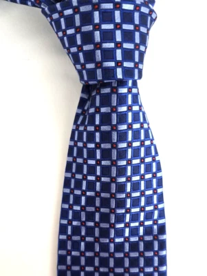 Corbata Robert Talbott Best of Class azul tejida seda cuadrados geométricos a cuadros Foto 1 de 4