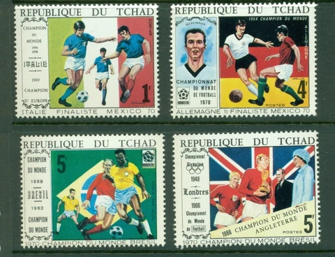 Chad #227A-D  VFMNH 1970 World'c Cup Soccer set CV $3.75 Cover