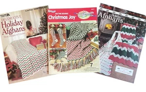 3 Leaflets Holiday Afghans Crochet Leisure Arts Christmas Joy Crochet on Double - Picture 1 of 10