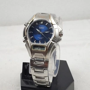 CASIO EDIFICE EFA-100 ANA-DIGI ALARM BLUE WR 100M MEN'S WATCH NEW BATTERY  - Picture 1 of 10