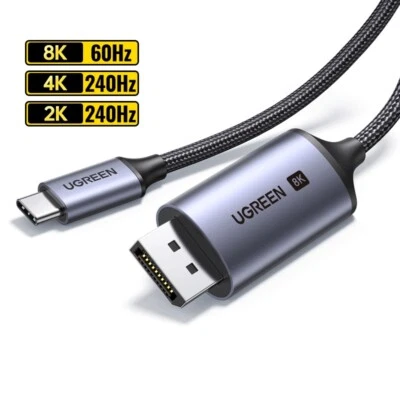 UGREEN USB Type C to 8K Displayport Cable 1.4 Thunderbolt 4 32.4Gbps For Macbook - Image 1 of 4