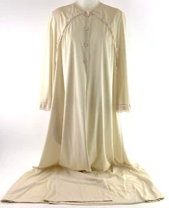 Camisón vintage Vanity Fair talla 36 busto con cordones botón manga larga transparente nailon - Imagen 1 de 15