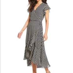 IMNYC Isaac Mizrahi Black and White Gingham Wrap Dress, Size XS - Picture 1 of 6