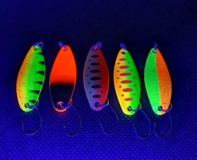 UV 5x 3,5 g Trout Spoon Set Japanblinker Forellenblinker Schlepplöffel Barsch - Bild 1 von 4