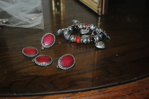 Bracciale Elasticizzato Colore Argento Con Pietre Varie 2 Pendenti Jaspar, 2 Orecchini - Foto 1 di 4