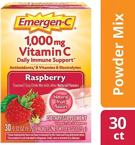 Emergen-C 1000 mg Vitamin C Powder, Raspberry, 30 Packets - Picture 1 of 8