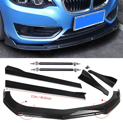 Front Rear Bumper Lip Spoiler Splitter Body Kit Side Skirt For BMW 2.2M/86.6" Foto 1 de 4