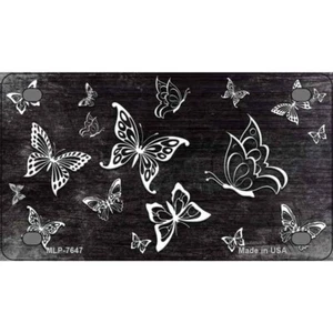 Black White Butterfly Oil Rubbed Novelty Mini Metal License Plate Tag - Picture 1 of 1