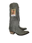 Laredo Gray Leather Fringe Studs Cowboy Western Boots Womens Size 7.5 M