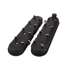 GM LS Black Cast Aluminum Valve Covers w/ Coil Mounts LS1 LS2 LS3 5.3 6.0 6.2 - Picture 1 of 3