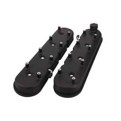 GM LS Black Cast Aluminum Valve Covers w/ Coil Mounts LS1 LS2 LS3 5.3 6.0 6.2 - Image 1 of 3