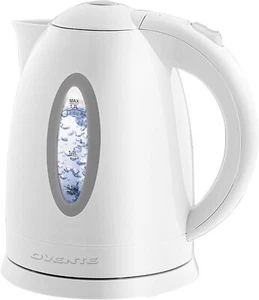Caldera de plástico eléctrica de agua caliente 1,7 litros con luz LED, KP72 blanca libre de BPA - Imagen 1 de 6