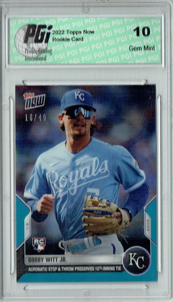 Bobby Witt Jr. 2022 Topps Now #21 Blue SP #16/49 Rookie Card PGI 10 - Image 1 of 1