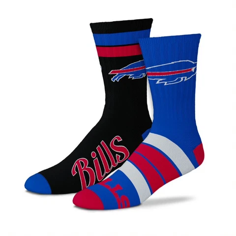 Buffalo Bills NFL Duo 2 Pack Pair Team Colors Large Mens Crew Socks Fan Gift Cover