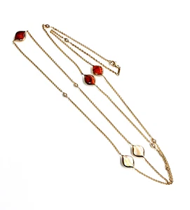 Kabana Rose Gold Spiny Oyster Diamond MOP Station 36 Inch Necklace  - Picture 1 of 9