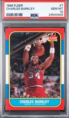 1986 Fleer — Charles Barkley — ROOKIE — 💎 MINT PSA 10 — population 240 - Image 1 of 2