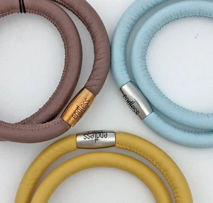 Conjunto de pulsera de cuero de joyería sin fin - amarillo, azul claro, marrón - 7,5" - nuevo - Imagen 1 de 5