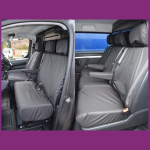 Vauxhall Vivaro Crew Cab 2019+ Front 3 and Rear 3 Waterproof Black Seat Covers - Picture 1 of 6