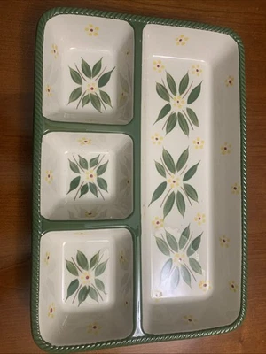 Temptations Old World Green 4 Square Serving Tray - Image 1 of 2