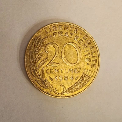 1984 French 20 Cent Coin | LIBERTE EGALITE FRATERNITE | Excellent Condition - Image 1 of 2