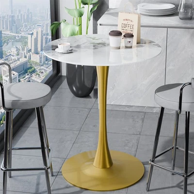 Round Sintered Stone Tulip Bar Table 39.37" Counter Height Pub Bar Bistro Tables - Image 1 of 4