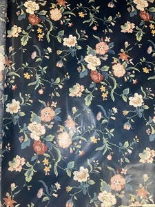 Vintage Jay Yang Tessuto Cotone Blu Floreale Tappezzeria Arredamento Casa 3-1/2 Yds 55”W - Foto 1 di 2