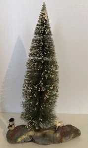 RARE Vintage German Christmas Bottle Brush Tree with Base Snowman And Deer 14” - Picture 1 of 15