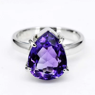 Vintage-inspirierter 4,8 g natürlicher Amethyst 925 Sterlingsilber Statement-Ring US 7 - Bild 1 von 4