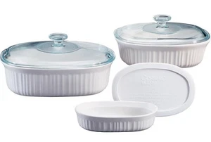 CorningWare Ceramic Bakeware Set with Lids, Chip and Crack 6 PC, French White - Picture 1 of 1