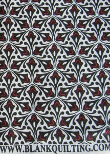 17" x 42" Art Deco Black Red White Print Cotton Quilt Fabric Blank Textiles NEW - Picture 1 of 3