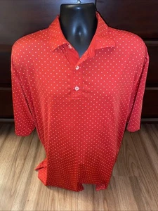 Footjoy Polo Shirt Button Size XL Red Performance Square Geometric Design - Picture 1 of 7