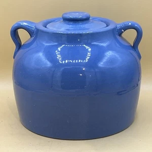 7,5" Vintage blau Keramik Bohnentopf. - Bild 1 von 7