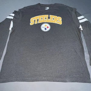 NFL Team Apparel Pittsburgh Steelers Long Sleeve Shirt Men’s 3XL Gray Logo -4650 - Picture 1 of 18