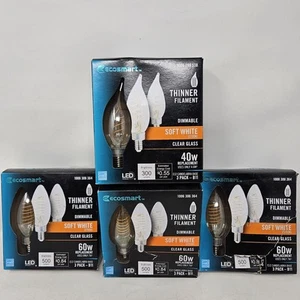 Ecosmart (3) 60W & (1) 40W Thinner filament dimmable soft white clear glass LED - Picture 1 of 4