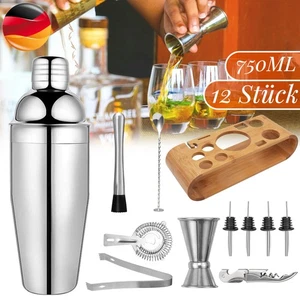12-teiliges Profi Bar Cocktail Shaker Set Edelstahl Mixer Zubehör Barkeeper Kit - Bild 1 von 12