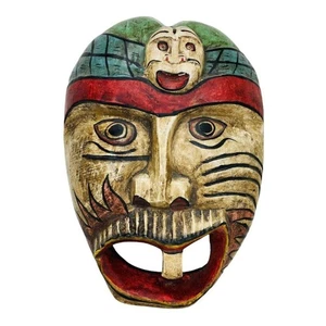 Primitive Ceremonial Shaman Spirt Protection Tribal Bali Wooden Dance Face Mask - Picture 1 of 11